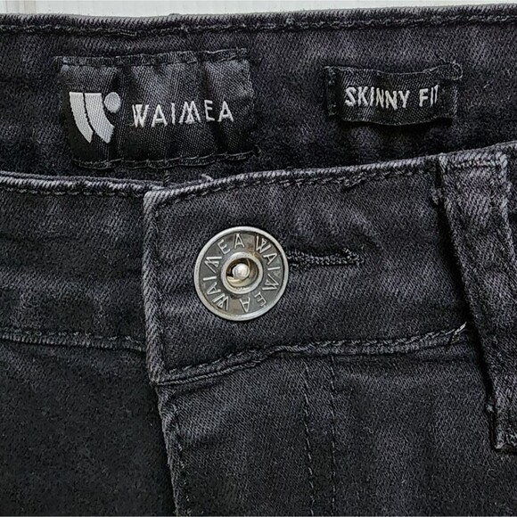 Waimea Jeans Womens 32 Black Stretch Denim Distressed Paint Splatter Skinny Fit - Picture 5 of 14